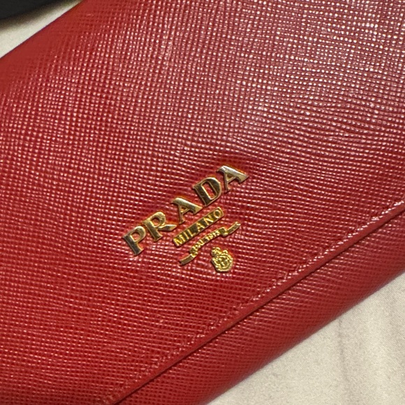 Authentic Prada Red Saffiano Leather Chain Wallet with chain box - Picture 2 of 9